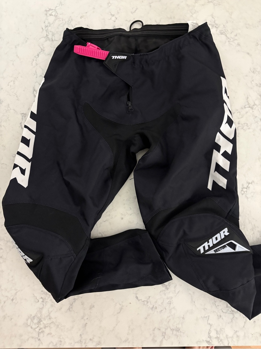 Thor Women’s Black Riding Joggers with White Logo and Pink Tab